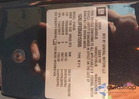 2010 Chevrolet Traverse Lt from USA, damaged, VIN 1GNLVFED6AS153895